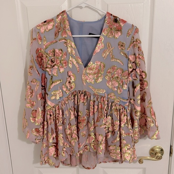 Stine Goya Palmer Blouse Rosemary Banana Leaf Metallic Blouse - Picture 5 of 14